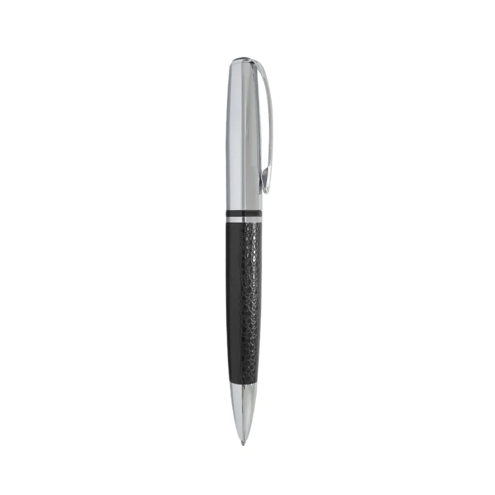 Caneta Metal Fosco c/ Couro - alternativa