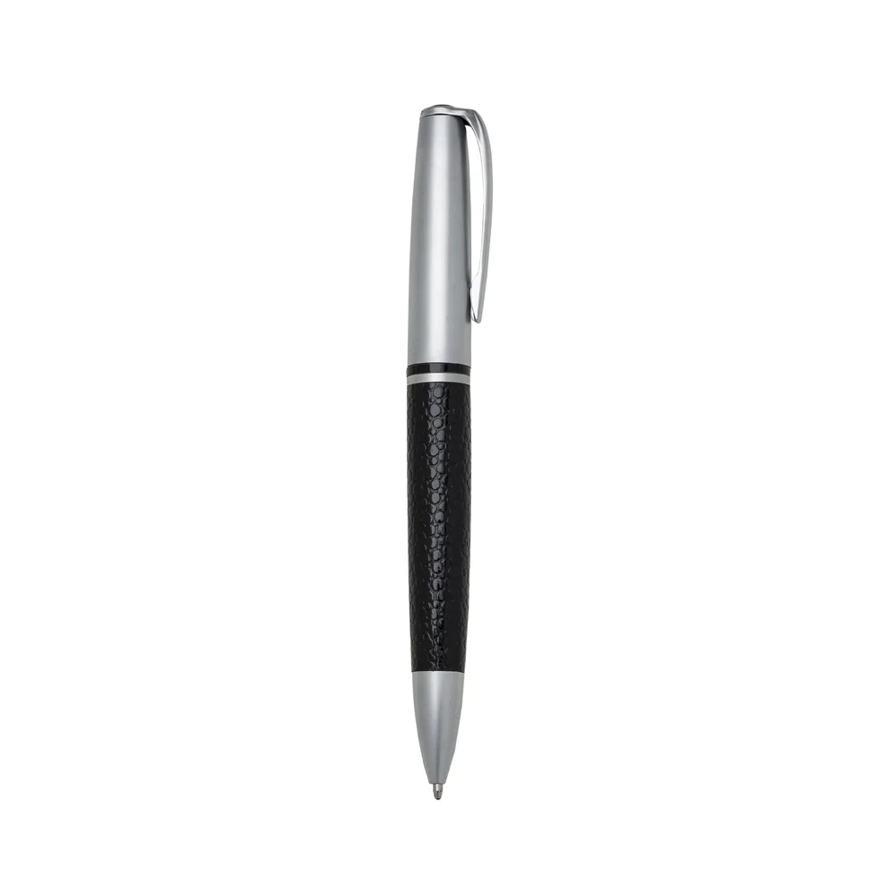 Caneta Metal Fosco c/ Couro
