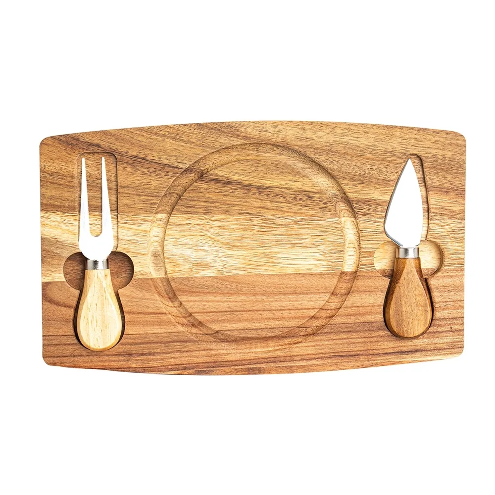 Kit Queijo 2 Pçs + Tábua Redonda 